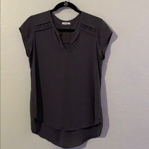 Gray cap sleeve blouse